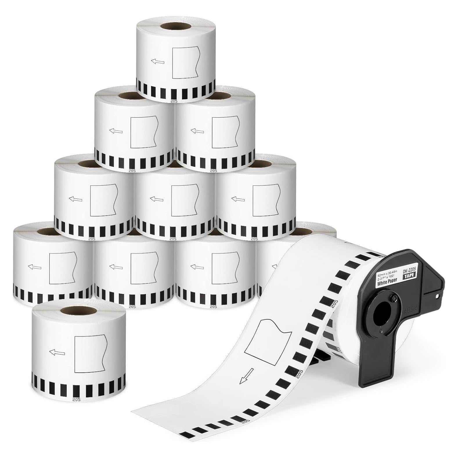 Etiquetas de Papel Continuas COLORTY DK-2205 12 Rollos 62mm