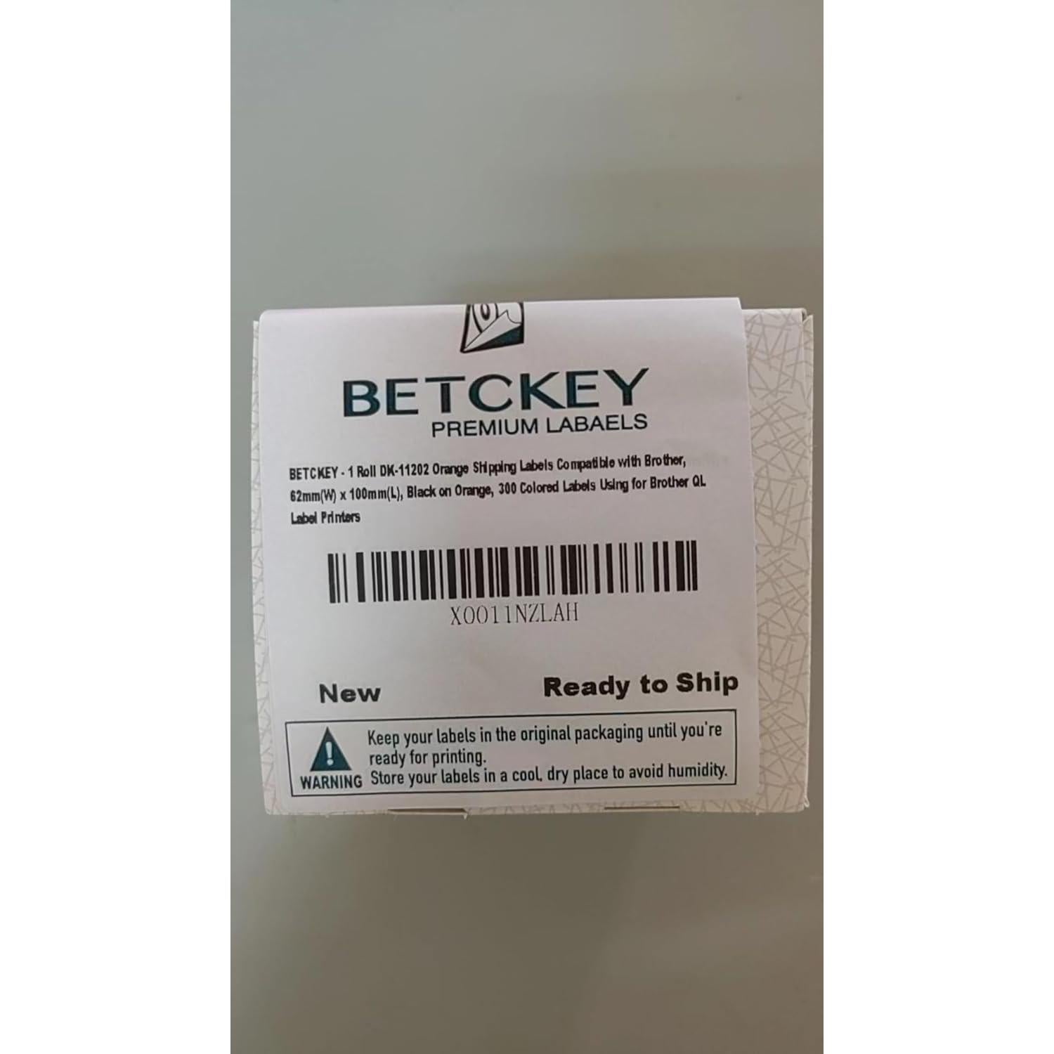 BETCKEY Etiquetas de Envío Naranja 62mm x 100mm para Brother DK-1202