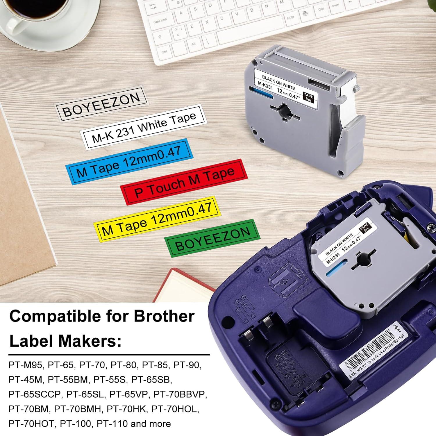 Cinta de Etiqueta 12mm BOYEEZON 6-Pack Compatible Brother