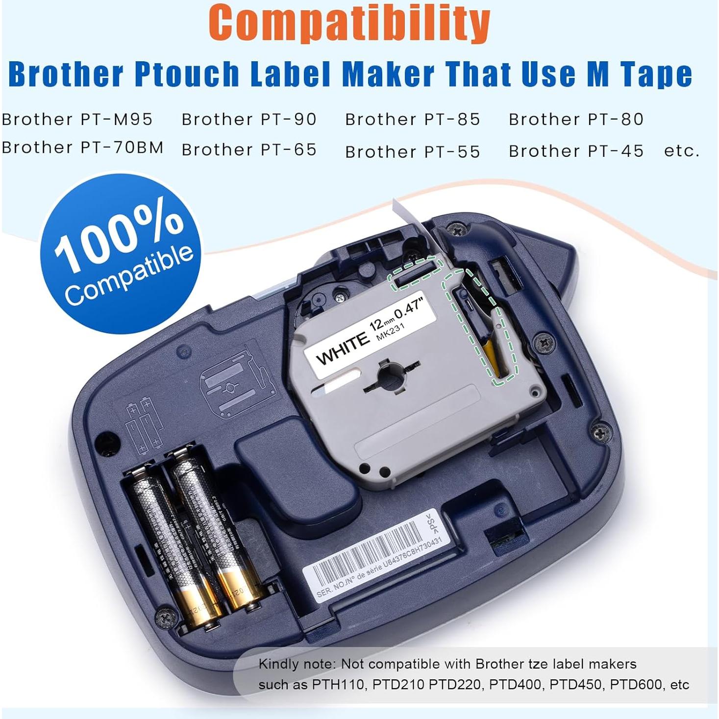 Cinta de Etiqueta 12mm Labelife Compatible Brother M Tape