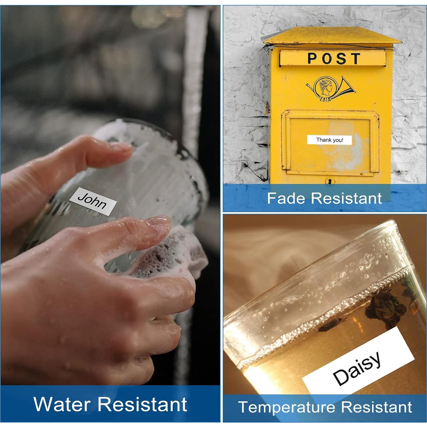 Cinta de Etiqueta Laminada Zencoma TZ 12mm Negra sobre Blanco - Paquete de 5