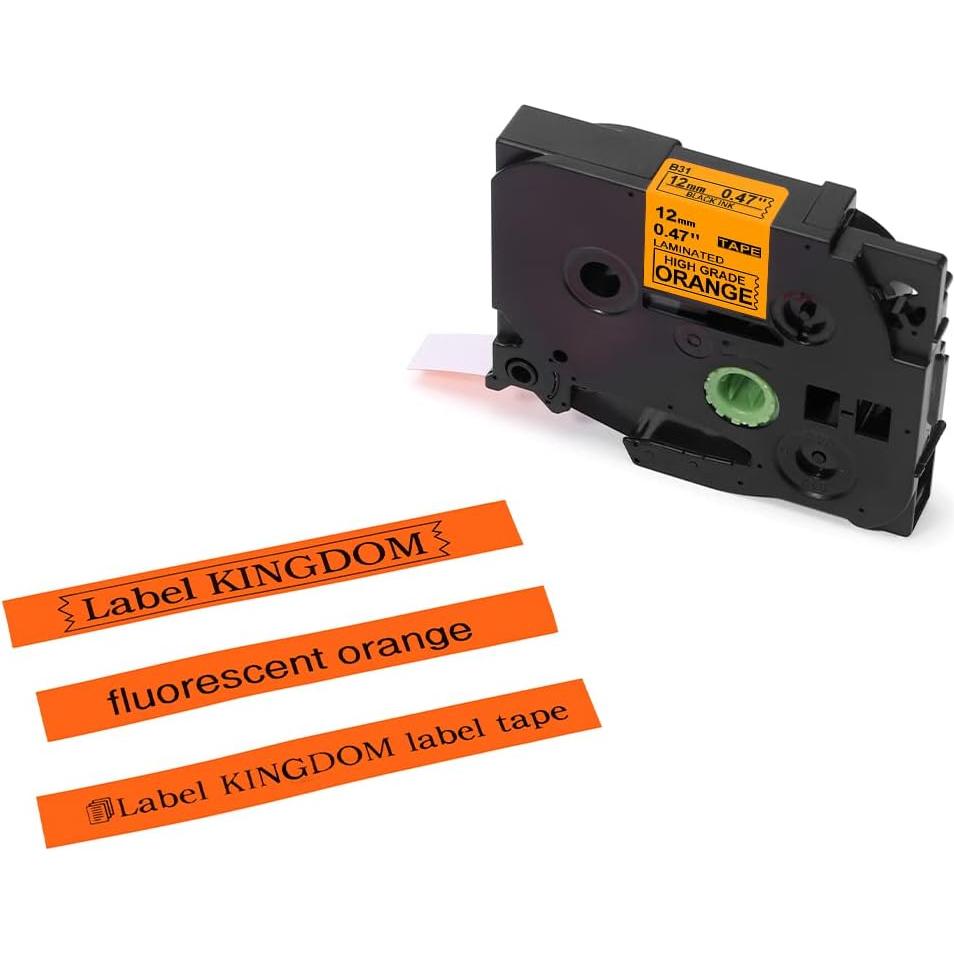 Cinta de Etiquetadora KINGDOM TZe-B31 12mm Negro/Naranja 2-Pack