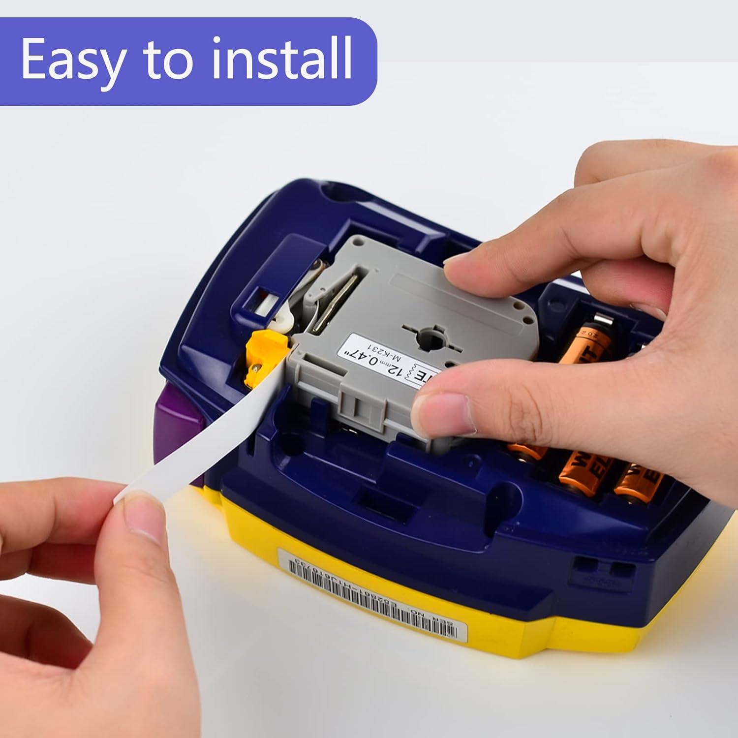 Cinta de Etiqueta NineLeaf 12mm MK231 MK131 2 Pack Negro Blanco