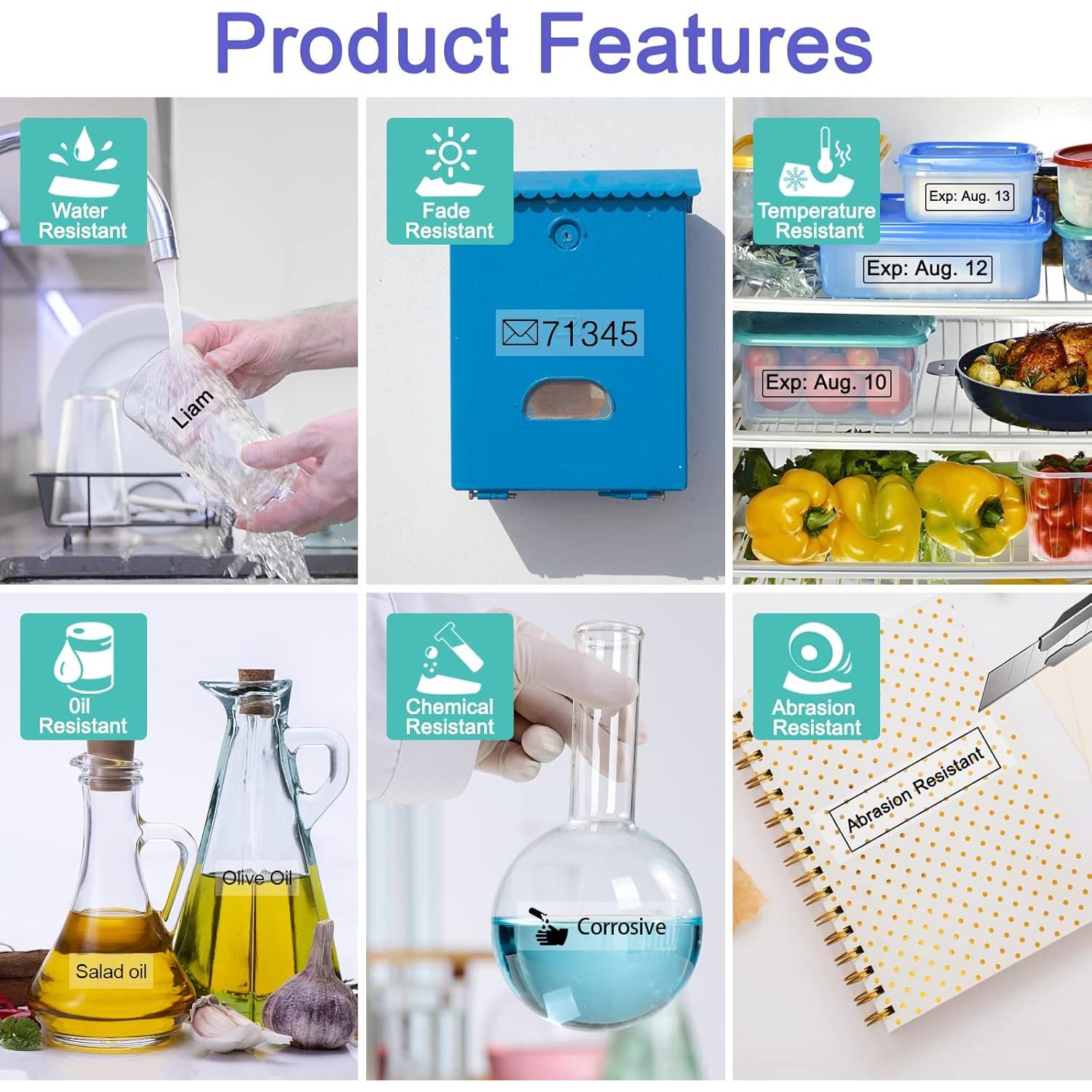 Cinta de Etiqueta NineLeaf 12mm MK231 MK131 2 Pack Negro Blanco