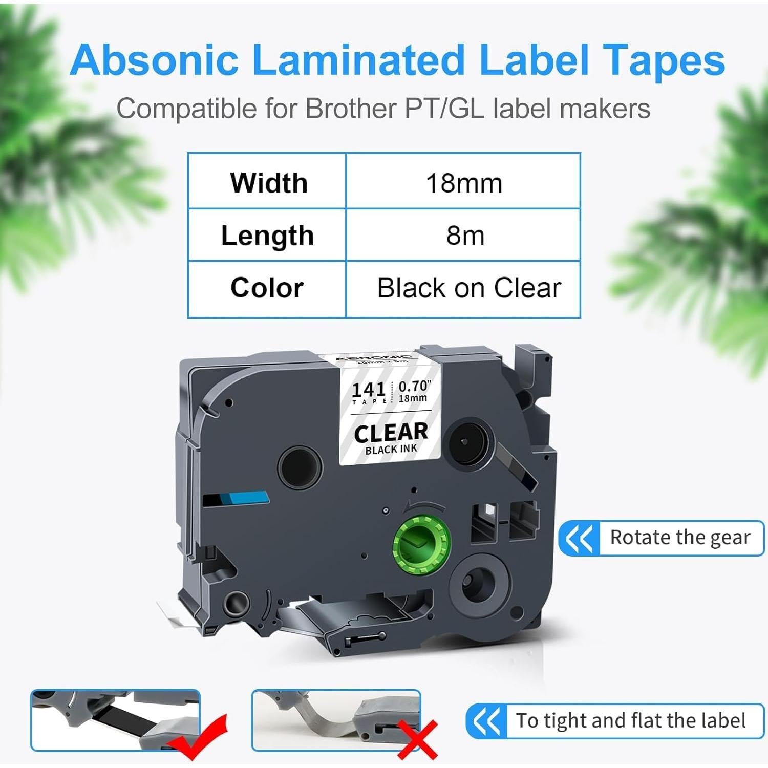 Cinta Laminada Transparente Absonic Tze-141 18mm 3 Pack