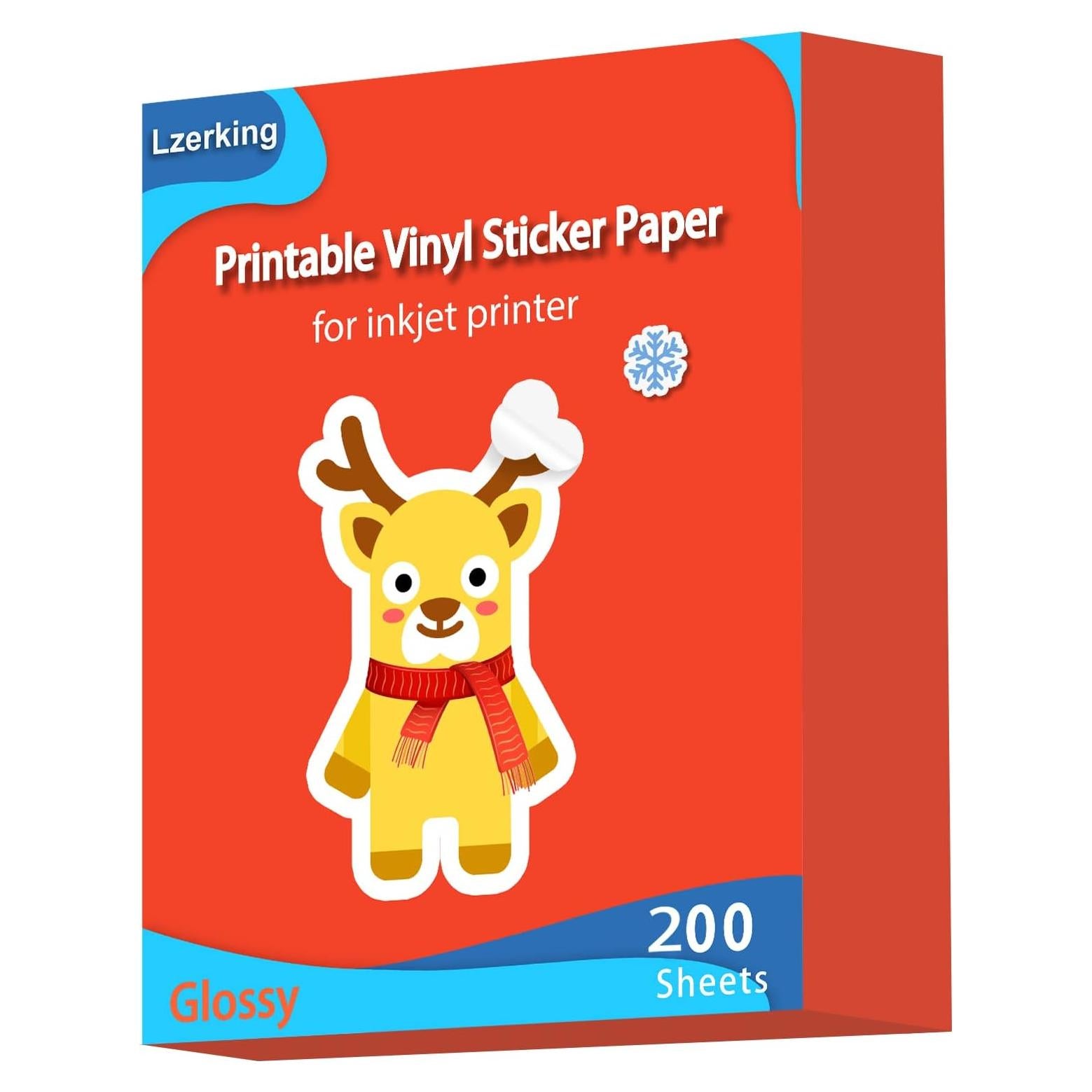 Papel Vinílico Imprimible Brillante Lzerking 200 Hojas 21.6x27.9 cm