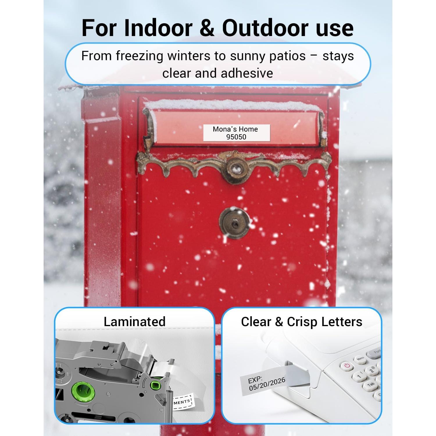 Cinta Laminada 18mm Macipa TZe-241 Negro sobre Blanco 6 Unidades