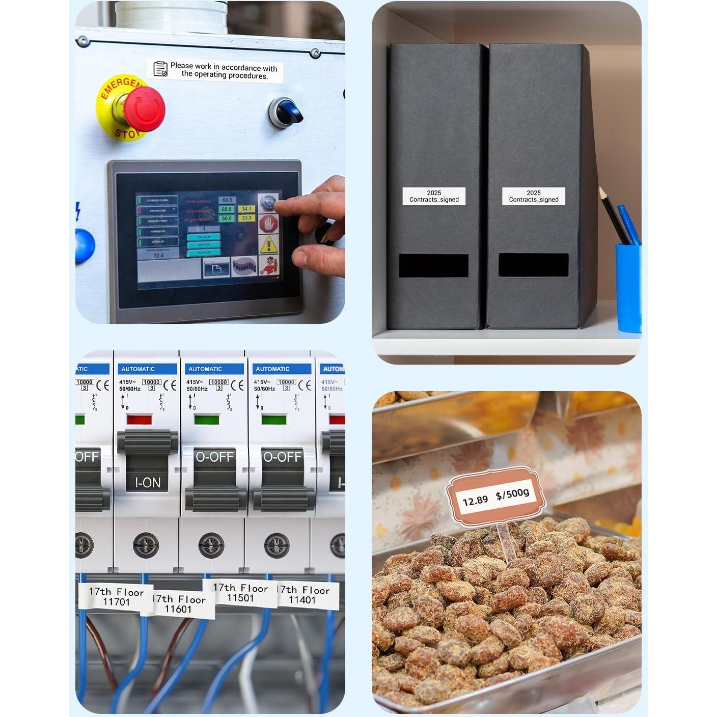 Cinta Laminada 18mm Macipa TZe-241 Negro sobre Blanco 6 Unidades