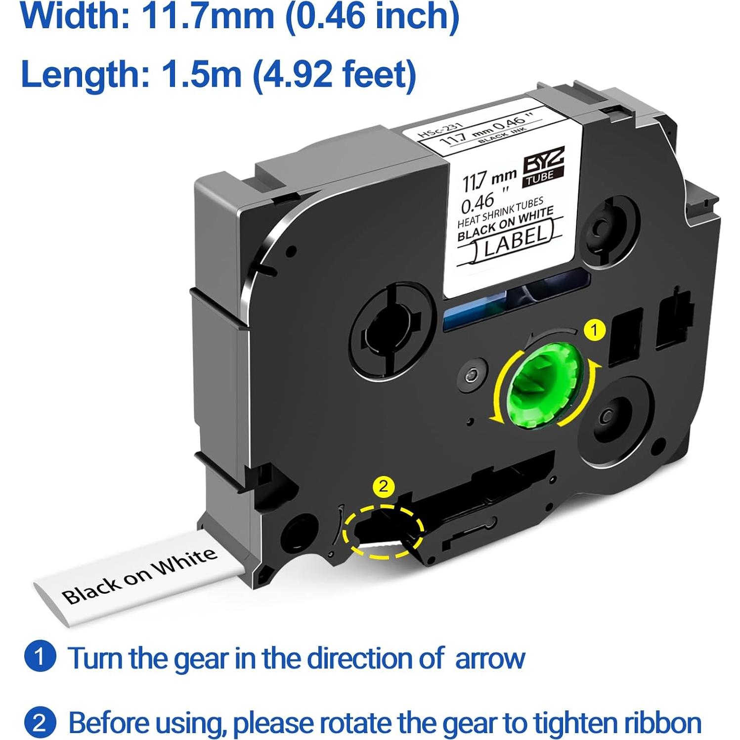 Cintas de Etiqueta Termocontraíble BOYEEZON HSe-231/631 11.7mm x 1.5m