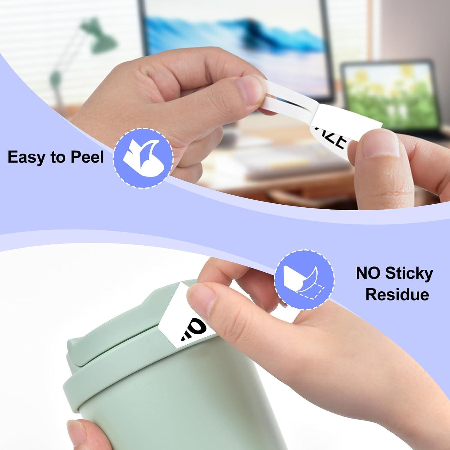 Paquete de 2 Cintas de Etiqueta KCMYTONER TZe-FX231 12mm Negro sobre Blanco