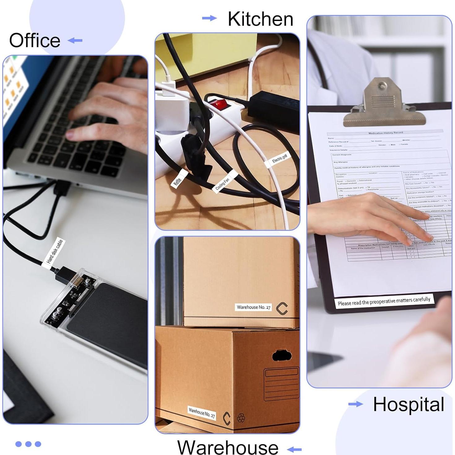 Paquete de 2 Cintas de Etiqueta KCMYTONER TZe-FX231 12mm Negro sobre Blanco