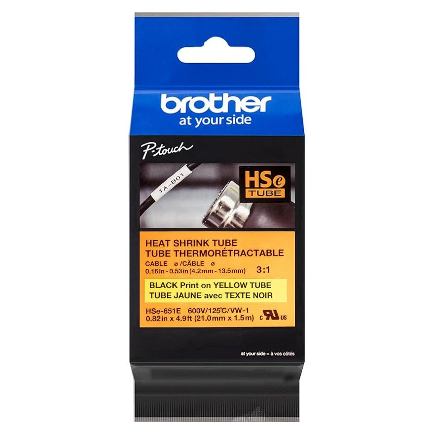 Tubo Termocontraíble Brother HSe651E 21mm Negro Amarillo