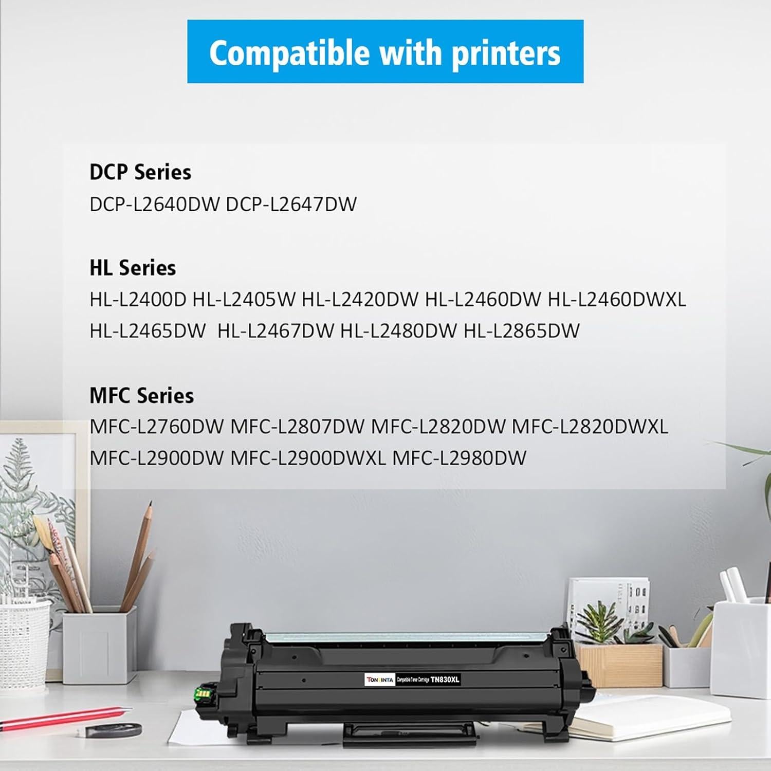 Cartuchos de Tóner Compatibles TN-830XL 2 Negros Alta Capacidad