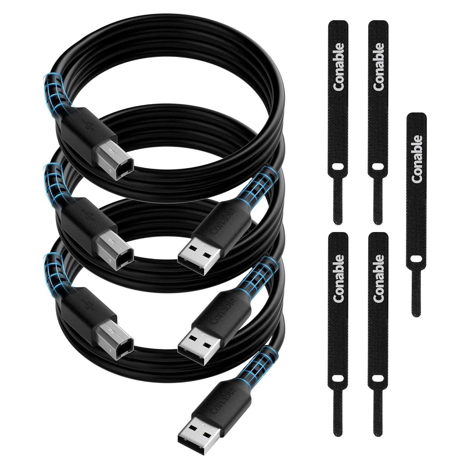 Cable de Impresora USB 2.0 Conable 1.22m Paquete de 3