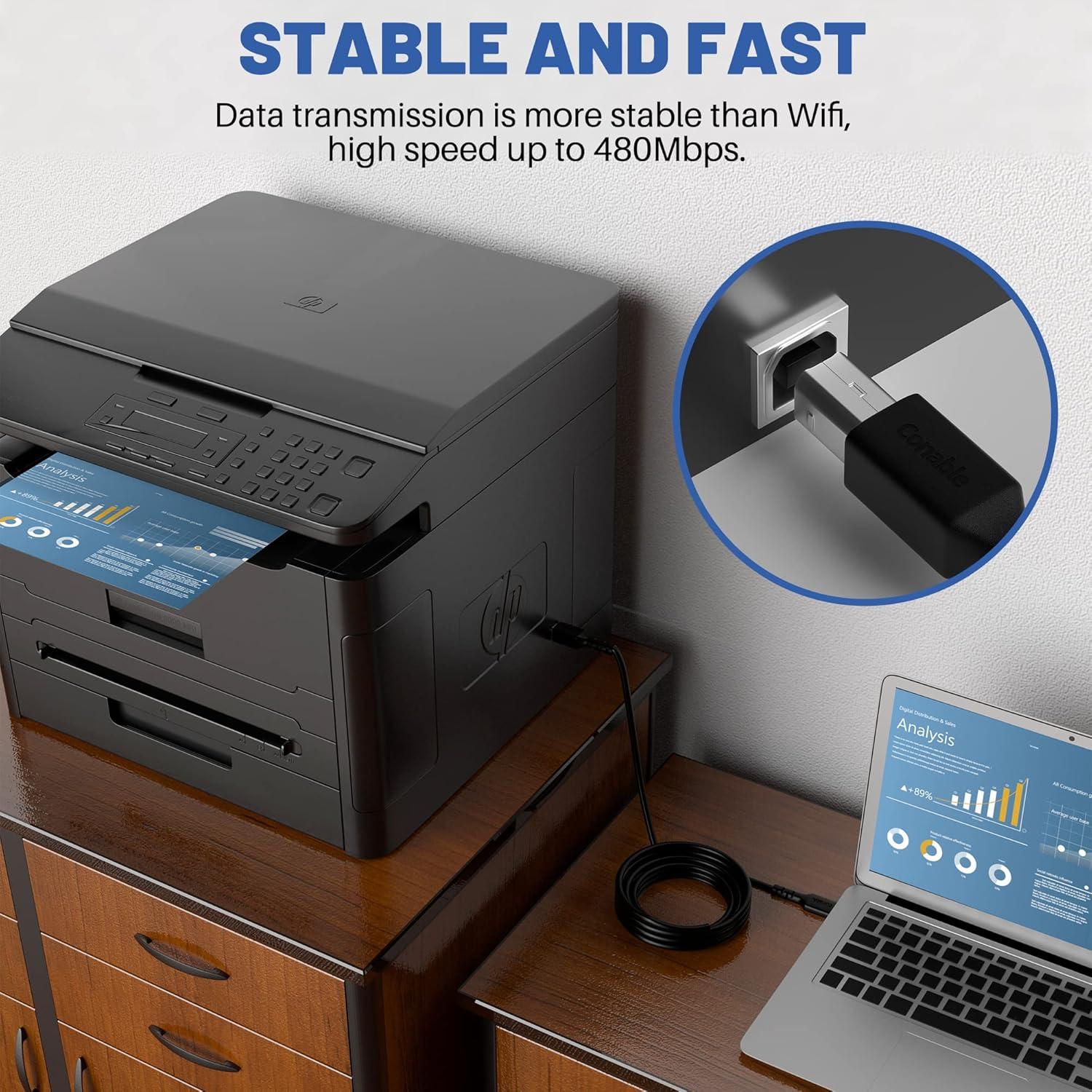 Cable de Impresora USB 2.0 Conable 1.22m Paquete de 3