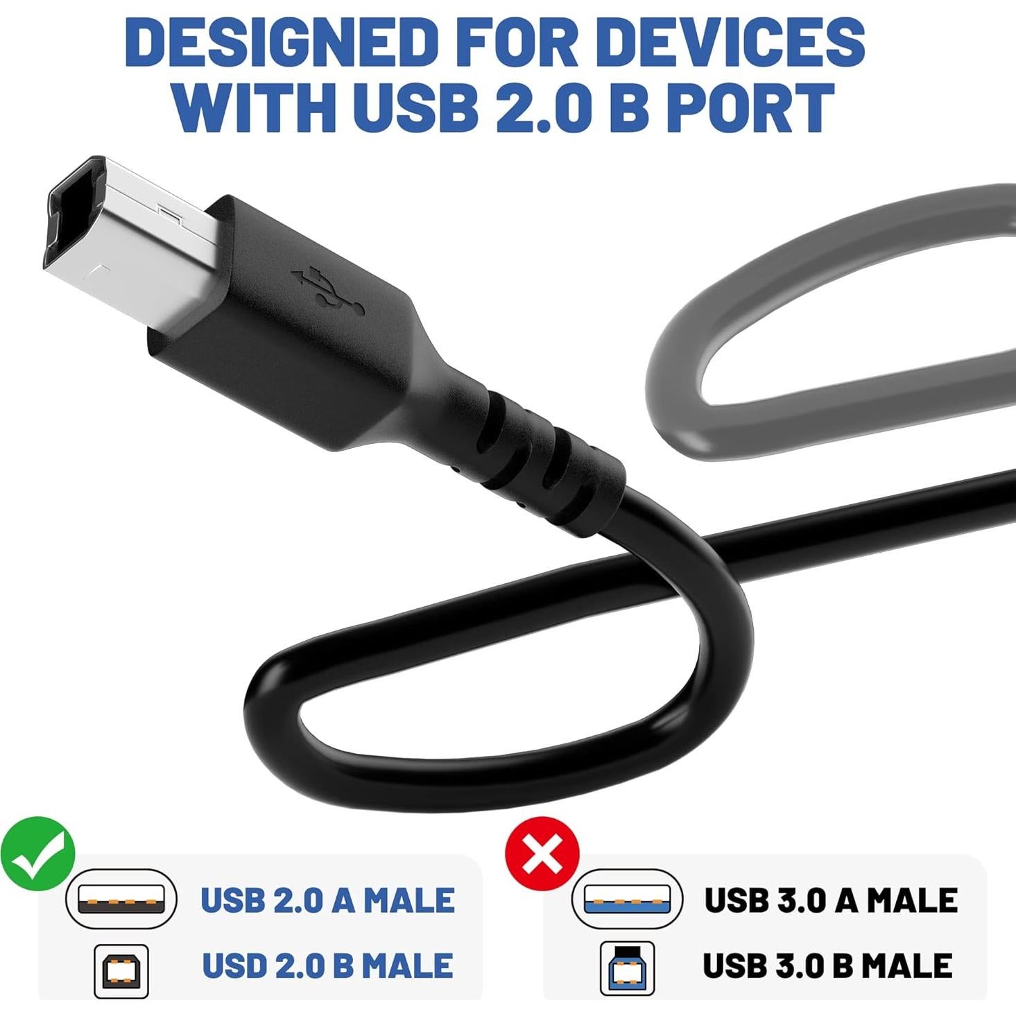 Cable de Impresora USB 2.0 Conable 1.22m Paquete de 3