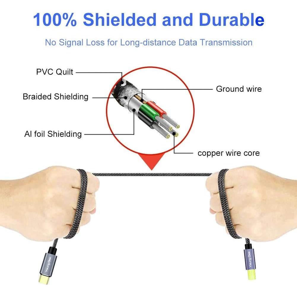Cable USB C a USB 2.0 tipo B 5 m Yeung Qee para impresora