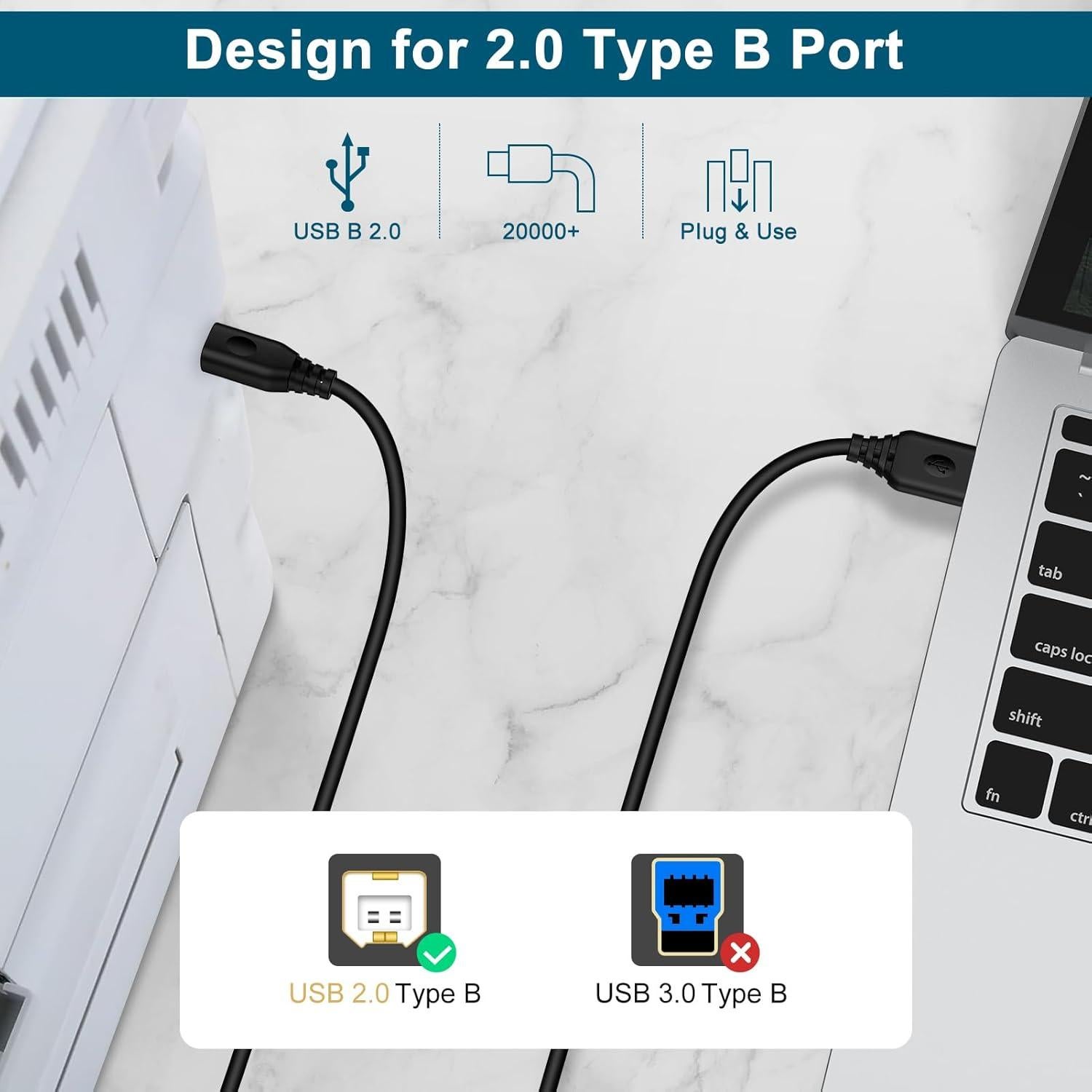Cable USB A a B 2.0 1.83m para Impresora y Escáner - Shenzhen