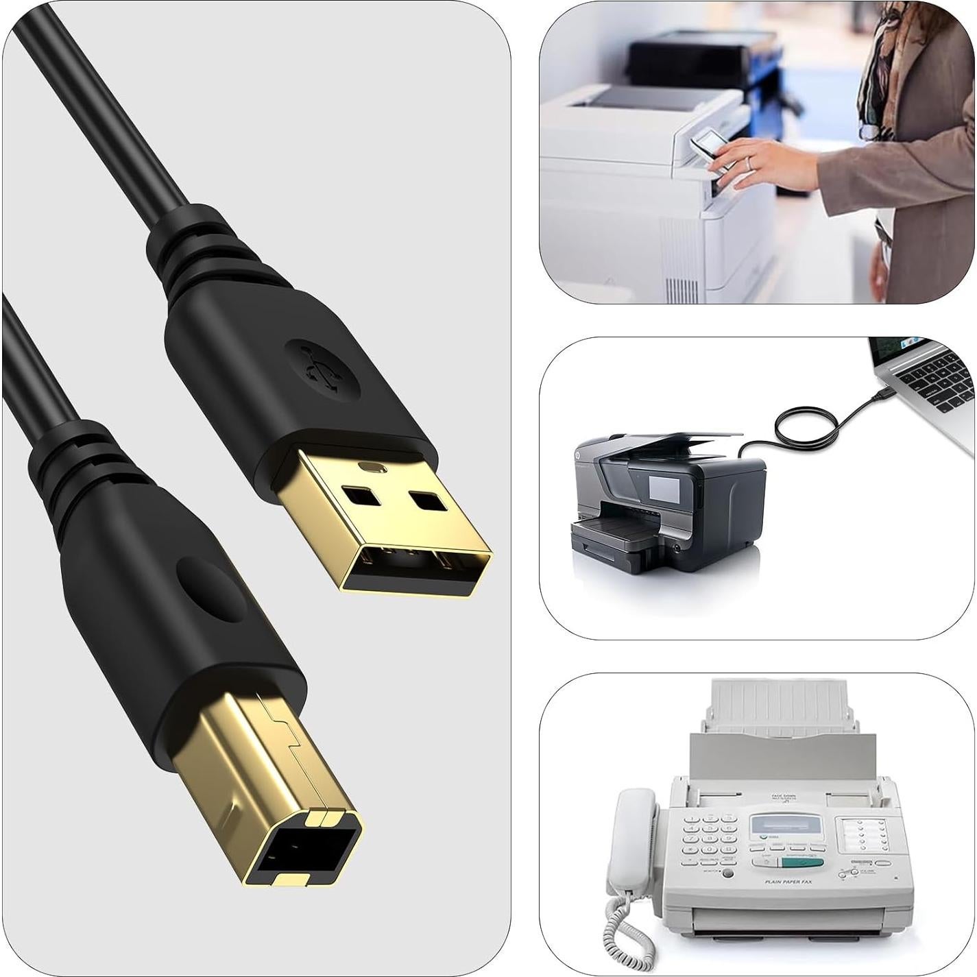 Cable USB A a B 2.0 1.83m para Impresora y Escáner - Shenzhen