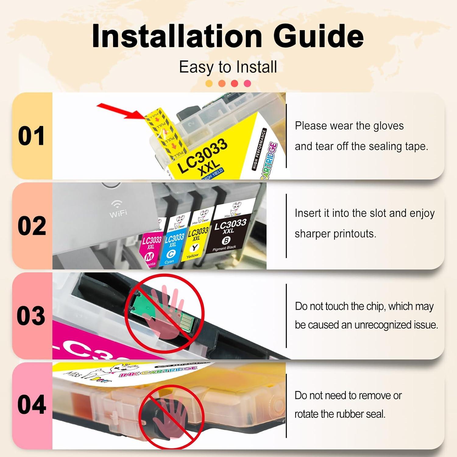 Cartuchos de Tinta Negra MS DEER LC3033 Paquete de 2 Alto Rendimiento