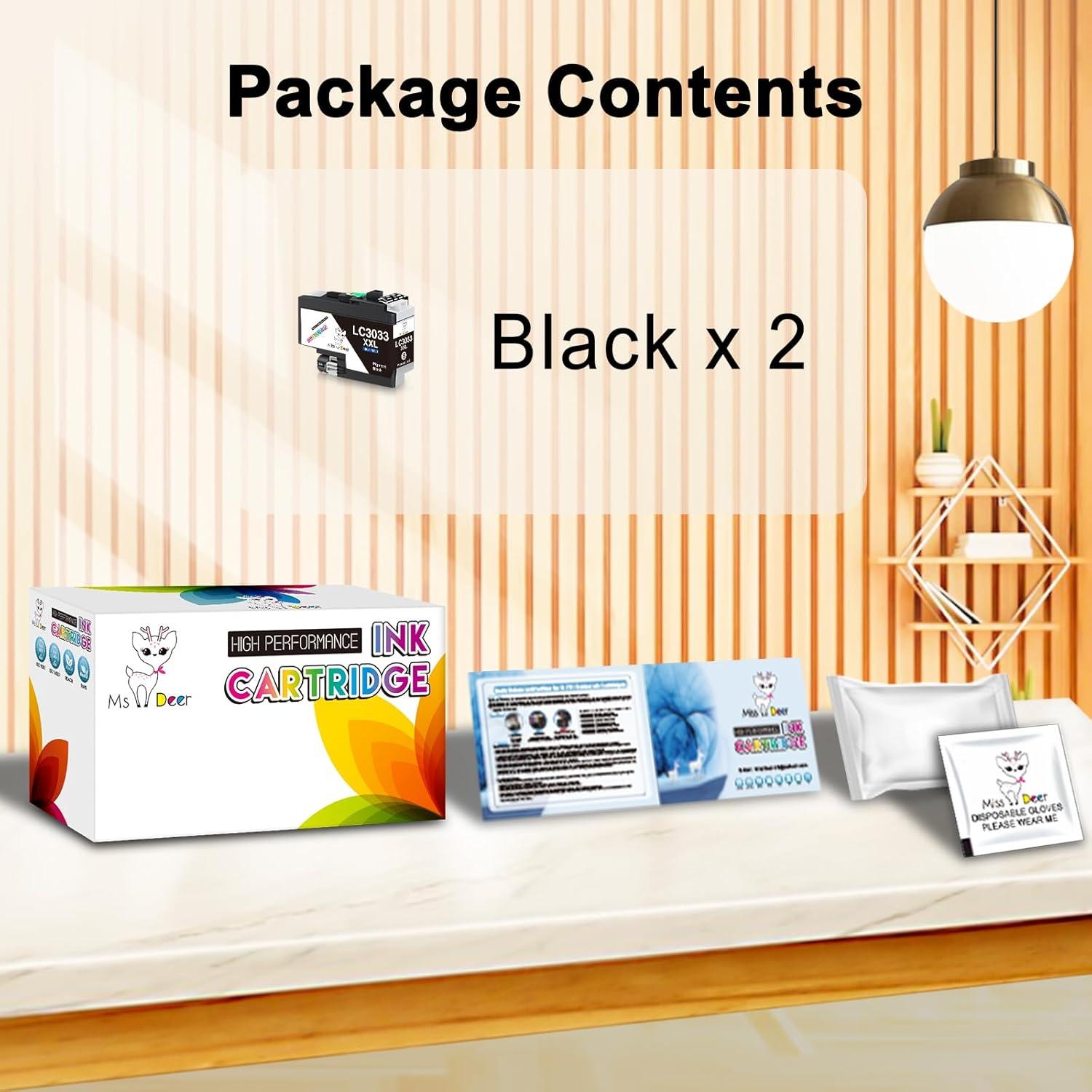 Cartuchos de Tinta Negra MS DEER LC3033 Paquete de 2 Alto Rendimiento