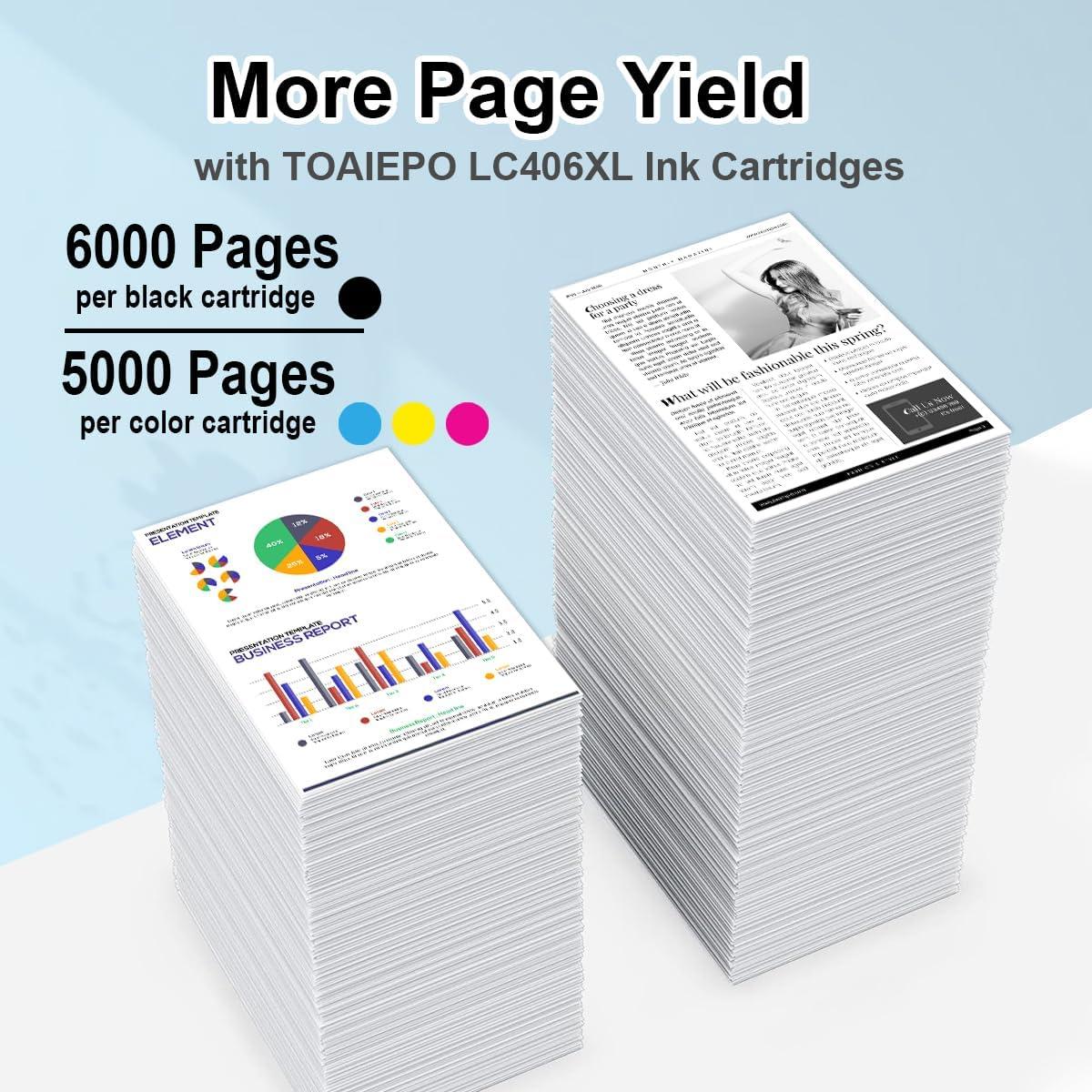 Cartuchos de tinta LC406XL TOAIEPO compatibles para Brother