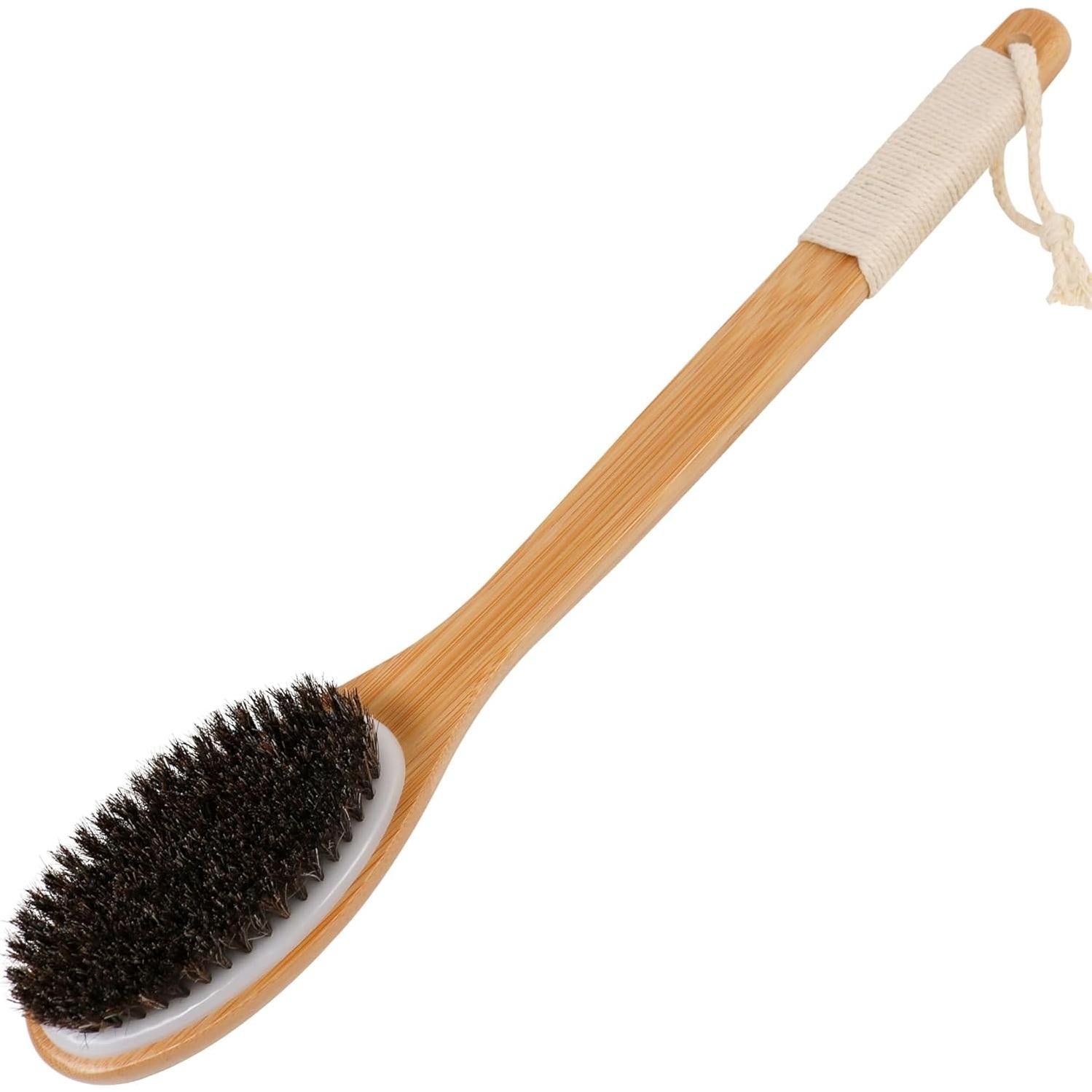 Cepillo de Baño Exfoliante OWIIZI con Mango Largo de Bambú 45.5cm