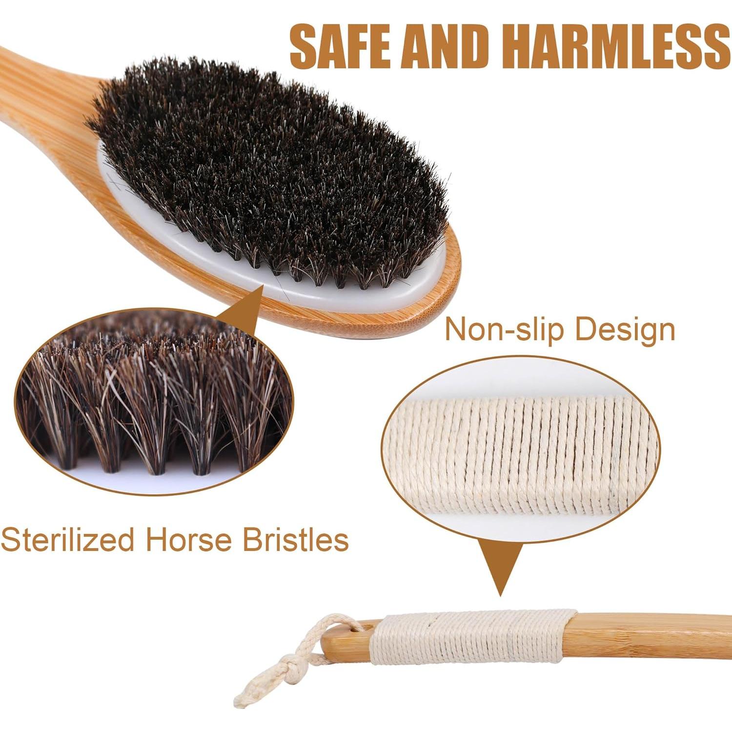 Cepillo de Baño Exfoliante OWIIZI con Mango Largo de Bambú 45.5cm