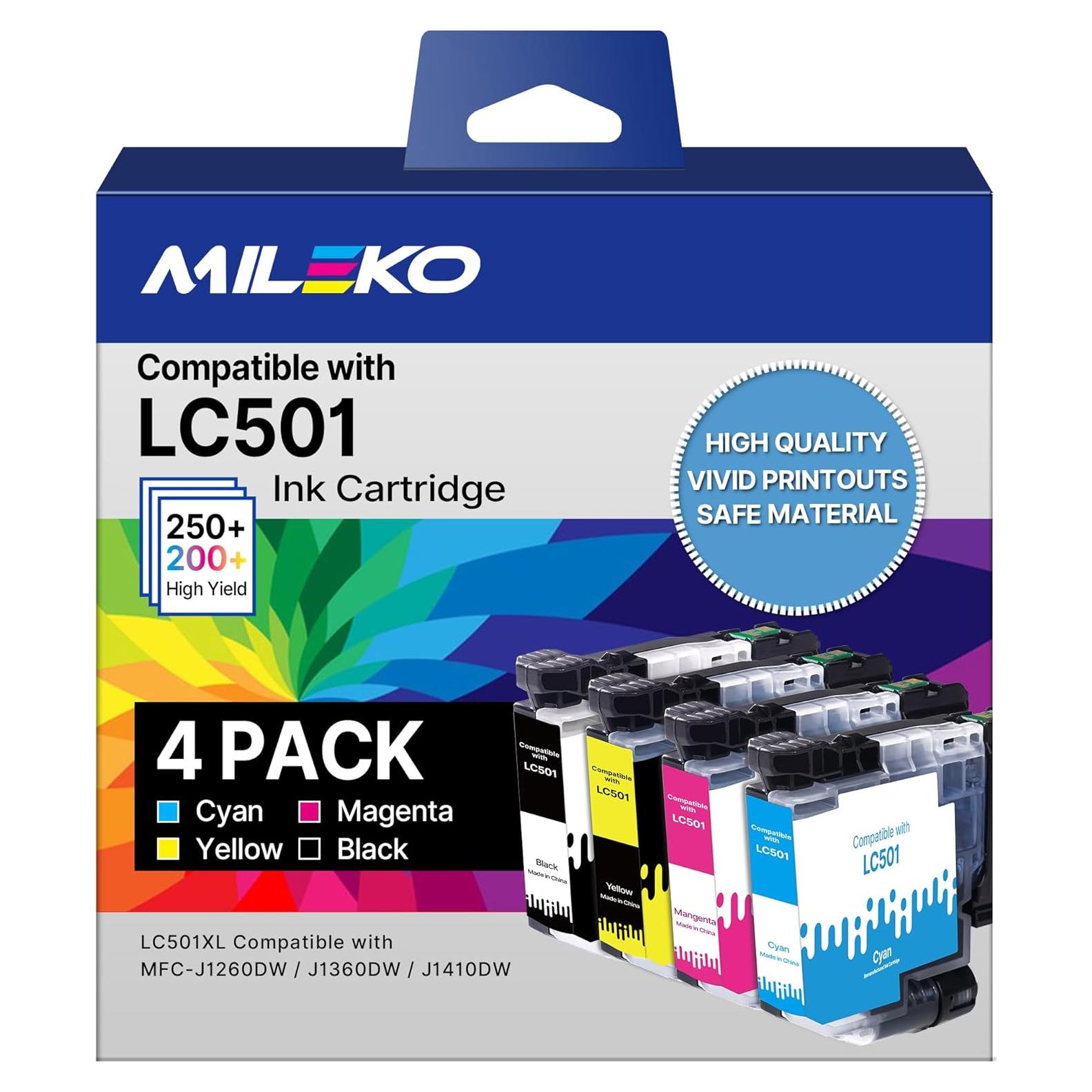 Cartuchos de tinta Brother LC501 XL compatibles 4 Pack Negro Cian Magenta Amarillo
