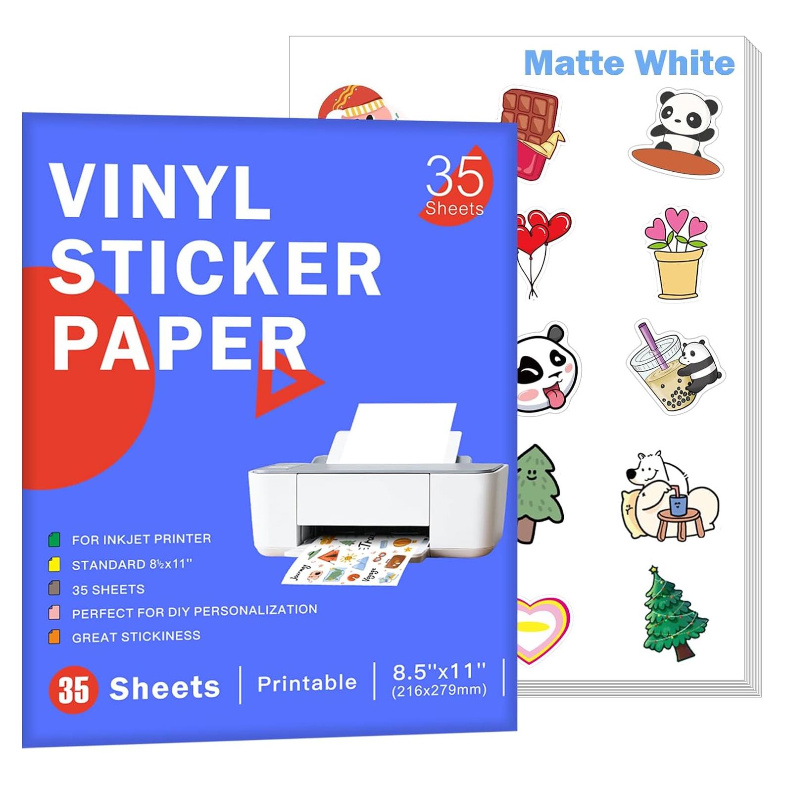 Papel Adhesivo Vinilo Imprimible Aevdor 35 Hojas 21.6x27.9 cm