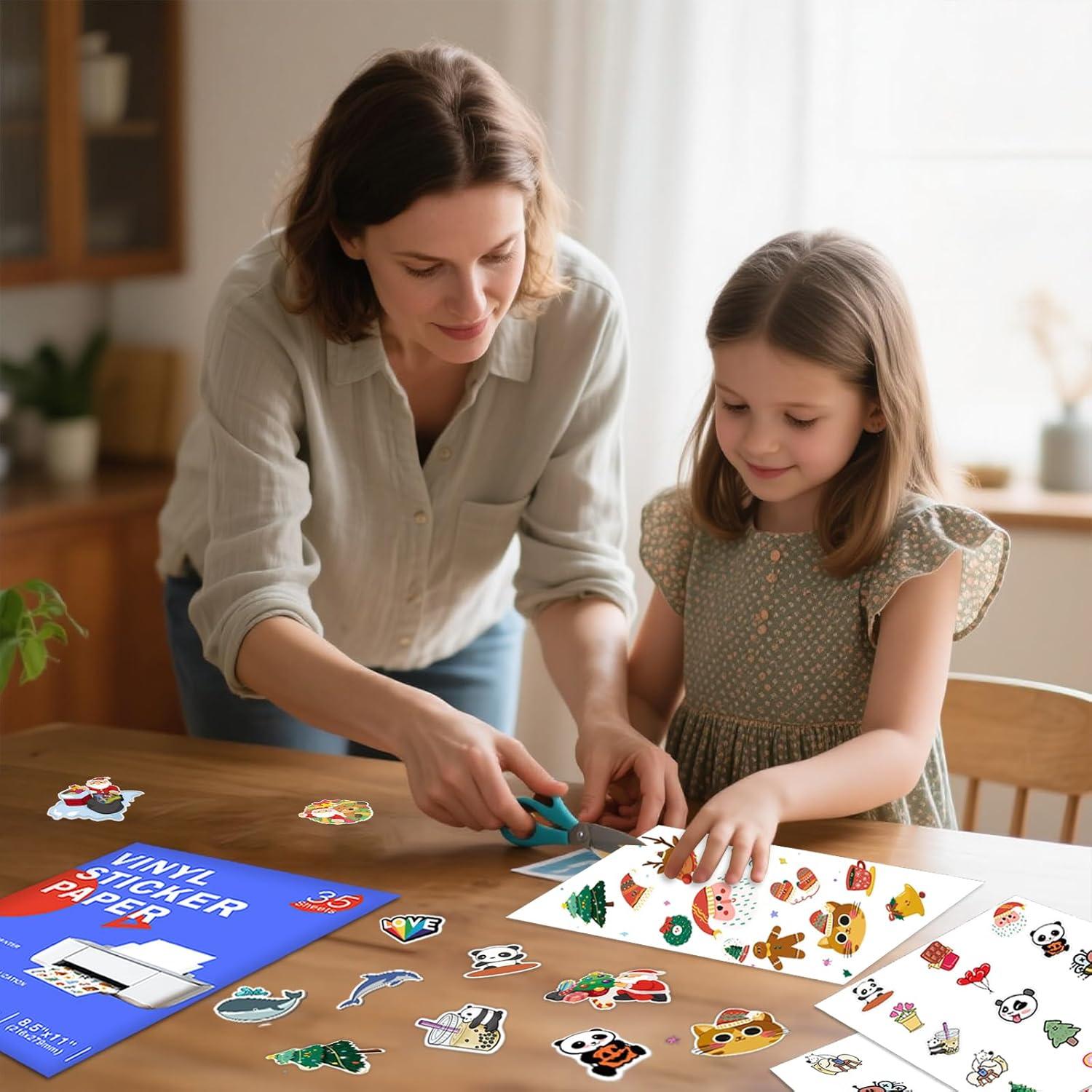 Papel Adhesivo Vinilo Imprimible Aevdor 35 Hojas 21.6x27.9 cm