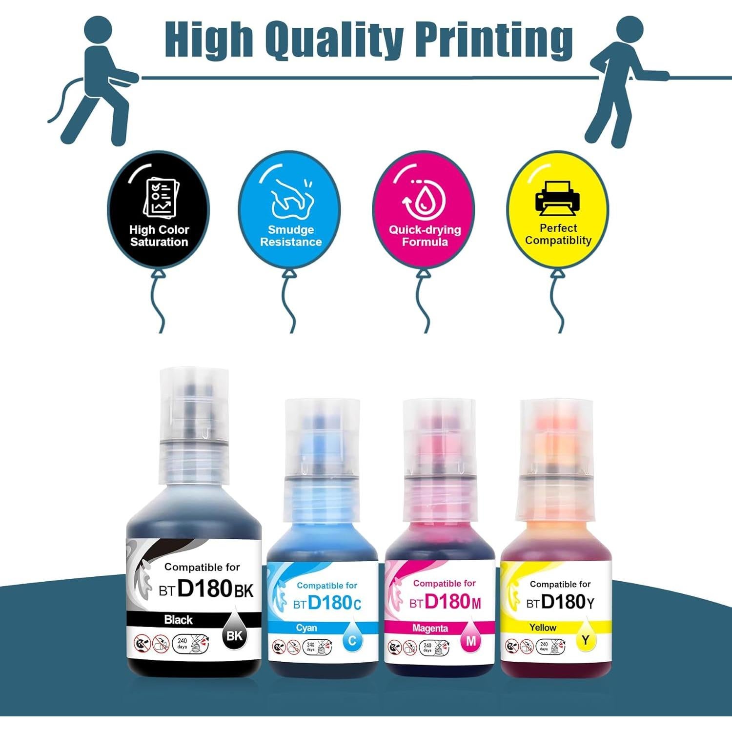 Paquete de Recarga de Tinta D180 Mutikor 4 Botellas Compatibles