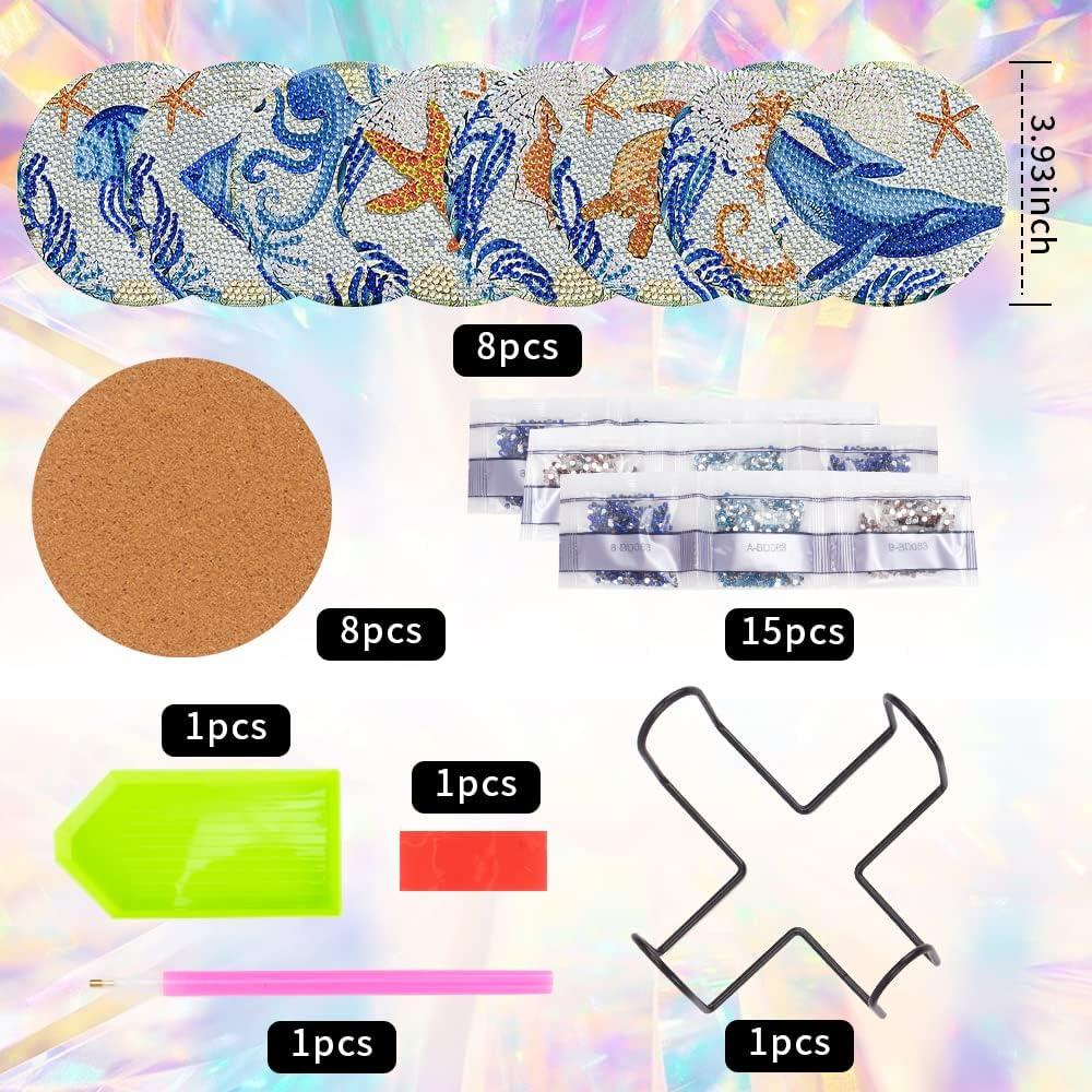 Juego de 8 Posavasos de Diamante SOEWIOU Vida Marina