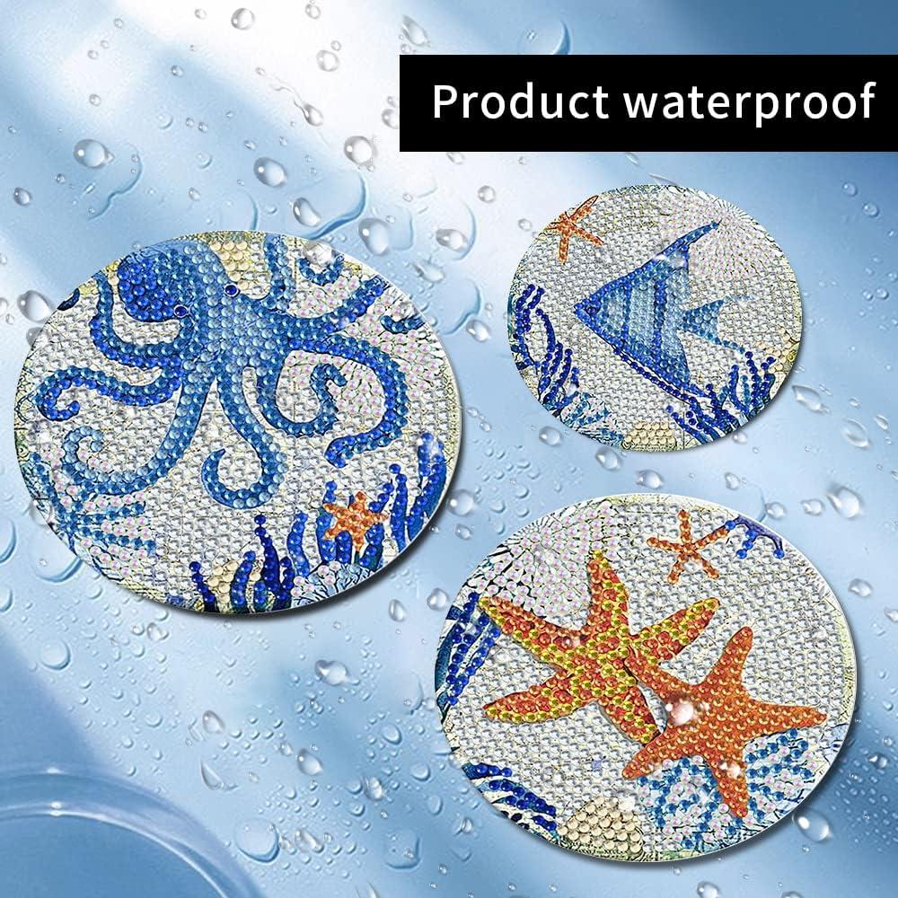 Juego de 8 Posavasos de Diamante SOEWIOU Vida Marina