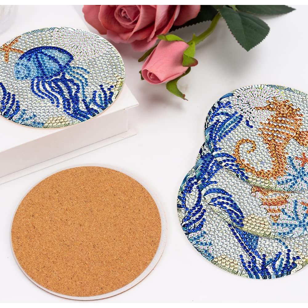 Juego de 8 Posavasos de Diamante SOEWIOU Vida Marina