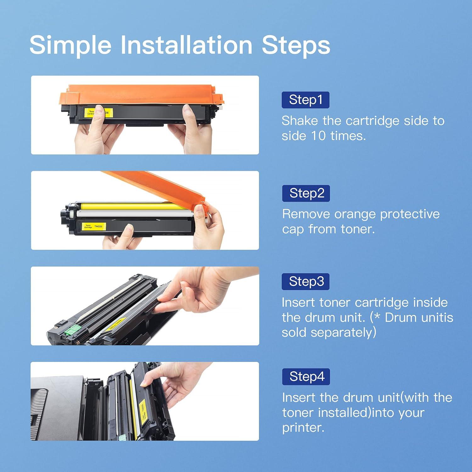 Cartucho de Tóner GPC Image para Brother TN221 TN225 - 2 Negro, 1 Cian, 1 Magenta, 1 Amarillo