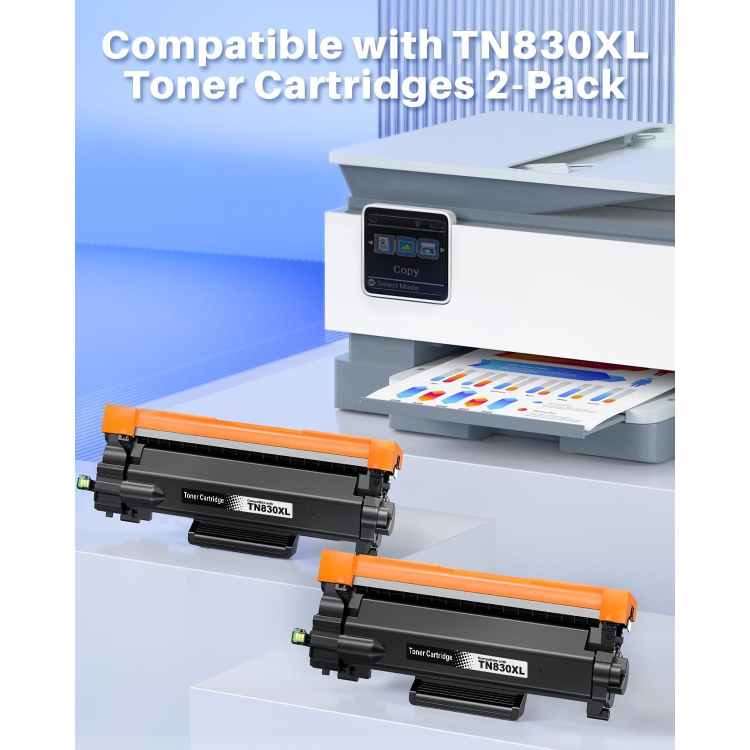 Tóner Compatible TN830XL INK4U para Impresoras Brother - 2 Cartuchos