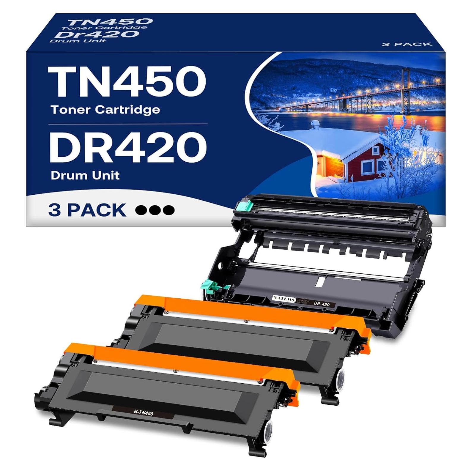 Cartucho de Tóner TN450 + Tambor DR420 para Brother - 3 Paquete