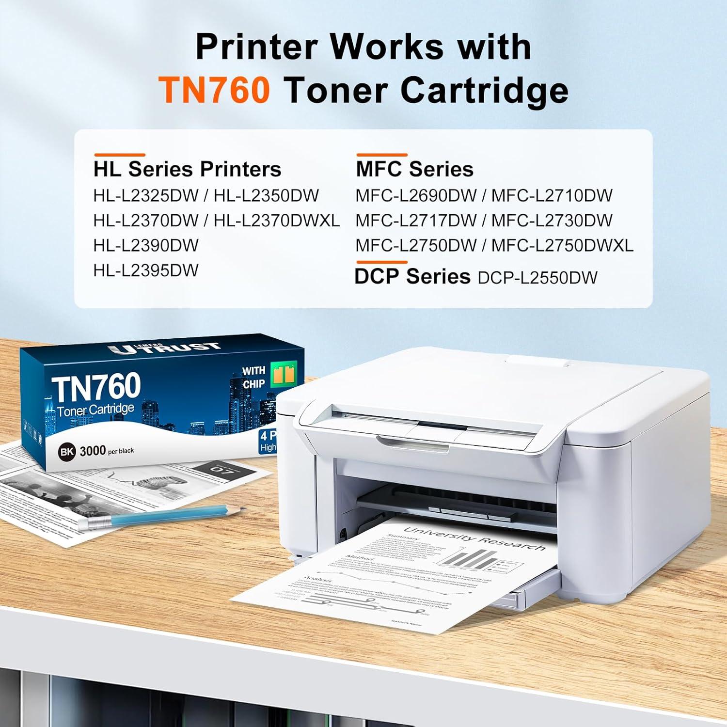 Cartucho de tóner LEMERO UTRUST TN760 compatible 4 paquetes