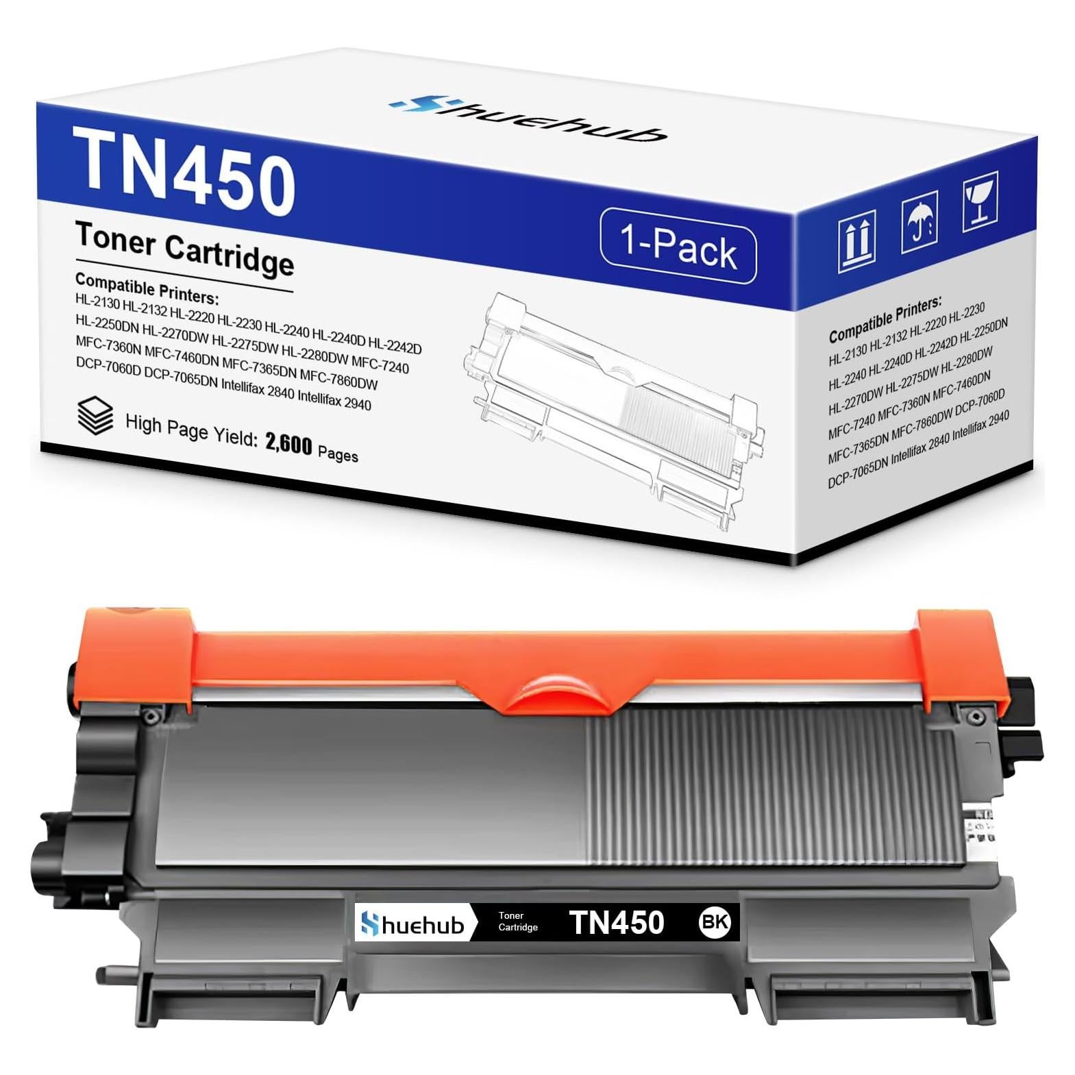 Cartucho de Tóner Negro TN450 HUEHUB Compatible para Brother