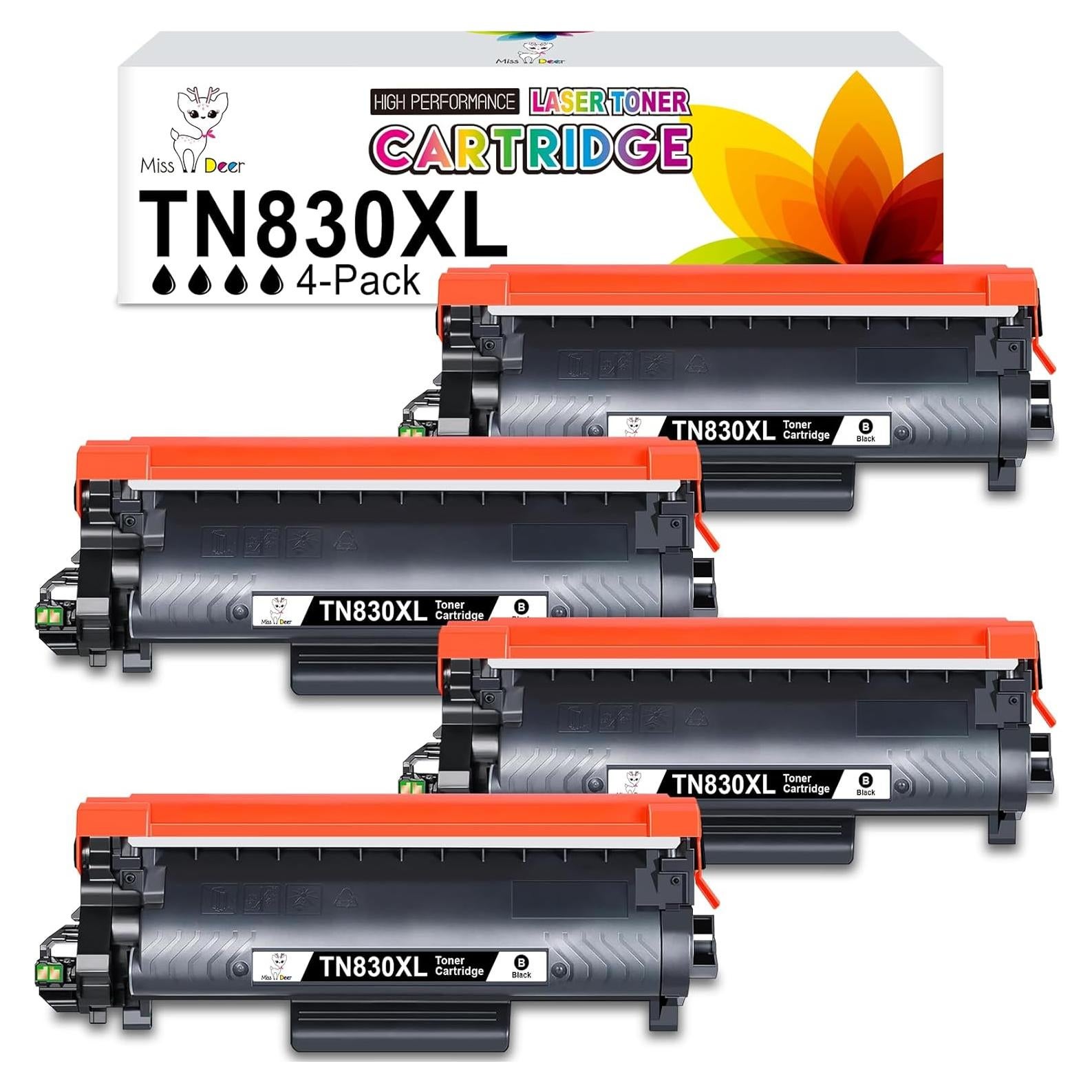 Cartucho de Tóner Miss Deer TN830XL Negro 4 Pack Compatible Brother