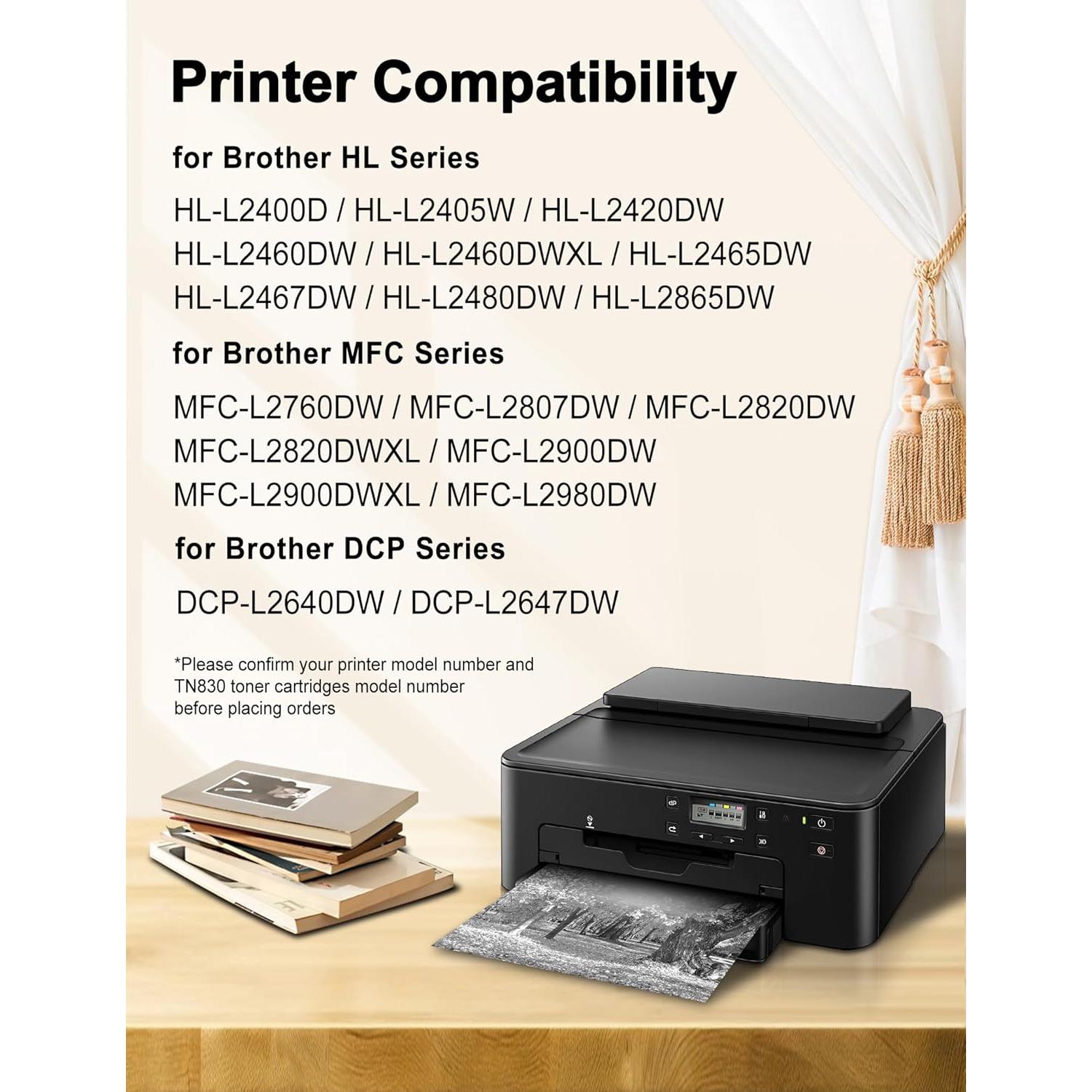 Cartucho de Tóner Miss Deer TN830XL Negro 4 Pack Compatible Brother