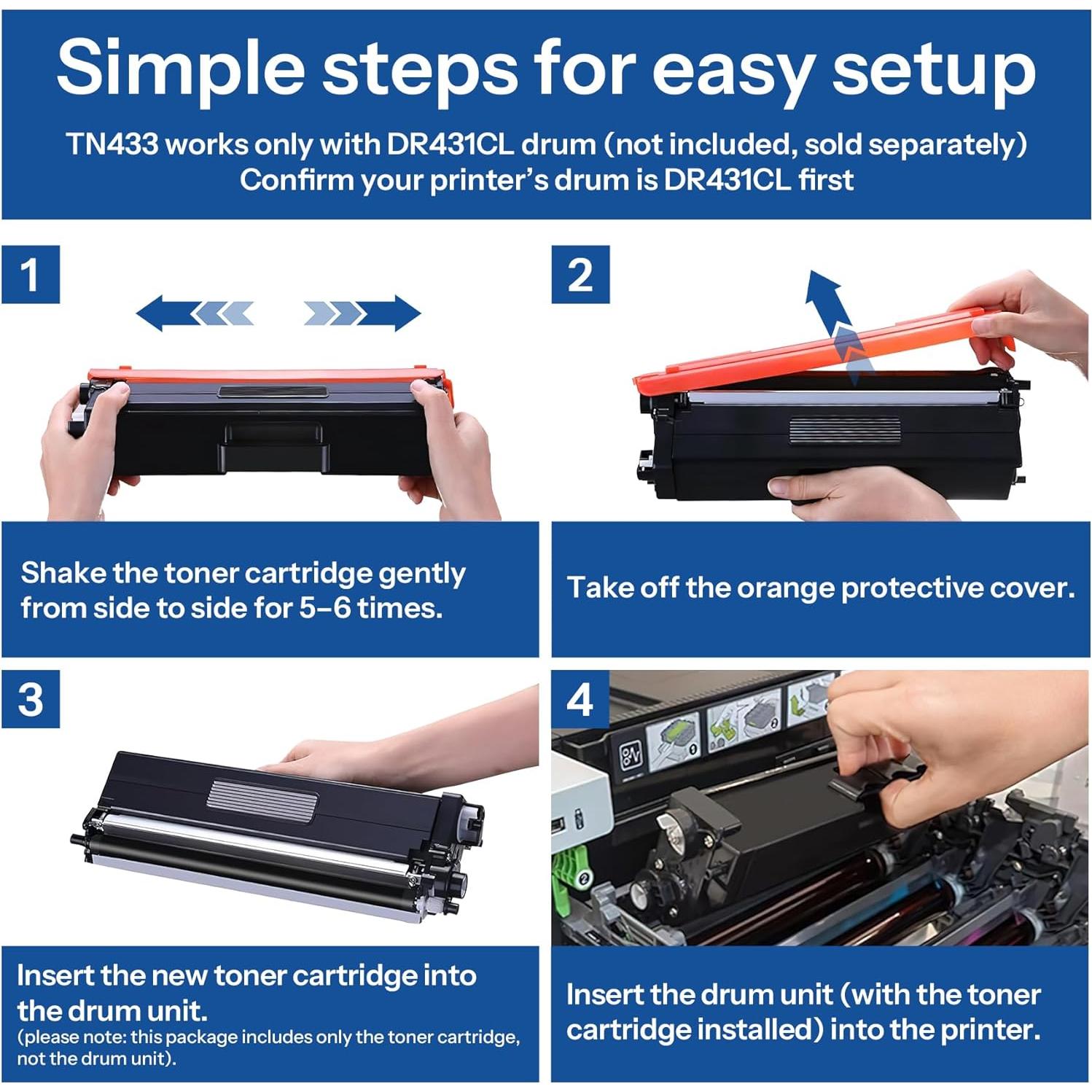 Cartucho de Tóner Negro ACQMKINK TN433 de Alto Rendimiento