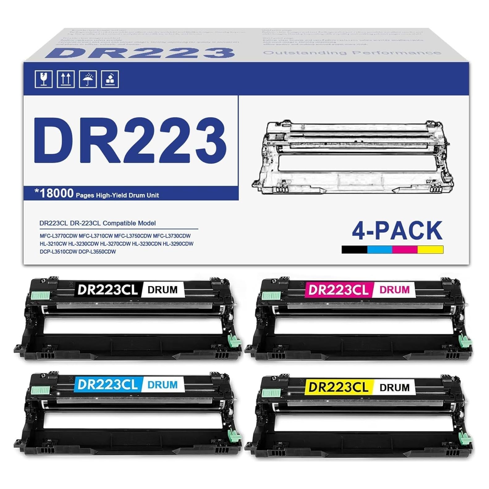 Conjunto de 4 Unidades de Tambor DR223CL para Brother