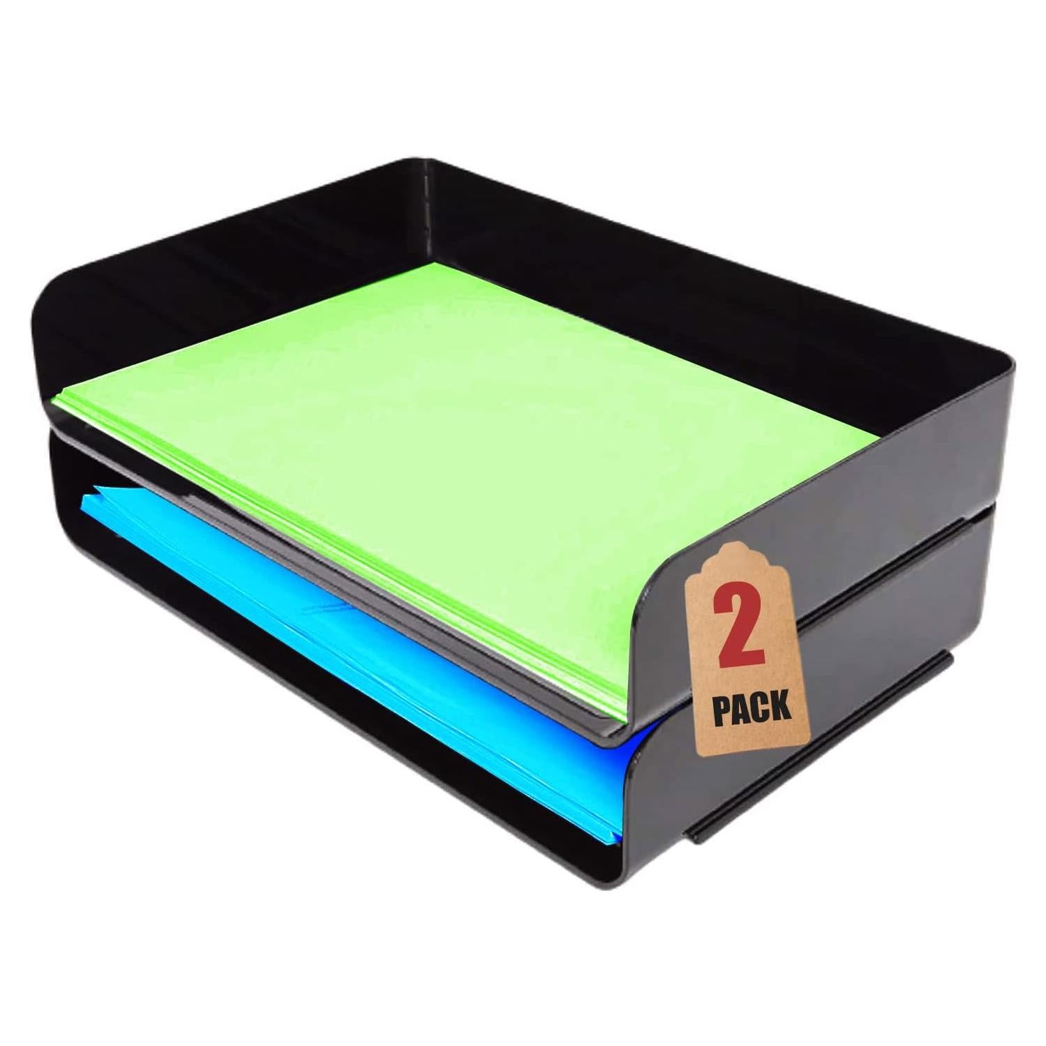 Bandeja de Papel Apilable 1EnLaOficina Carga Lateral Legal Negro 2 Pzs