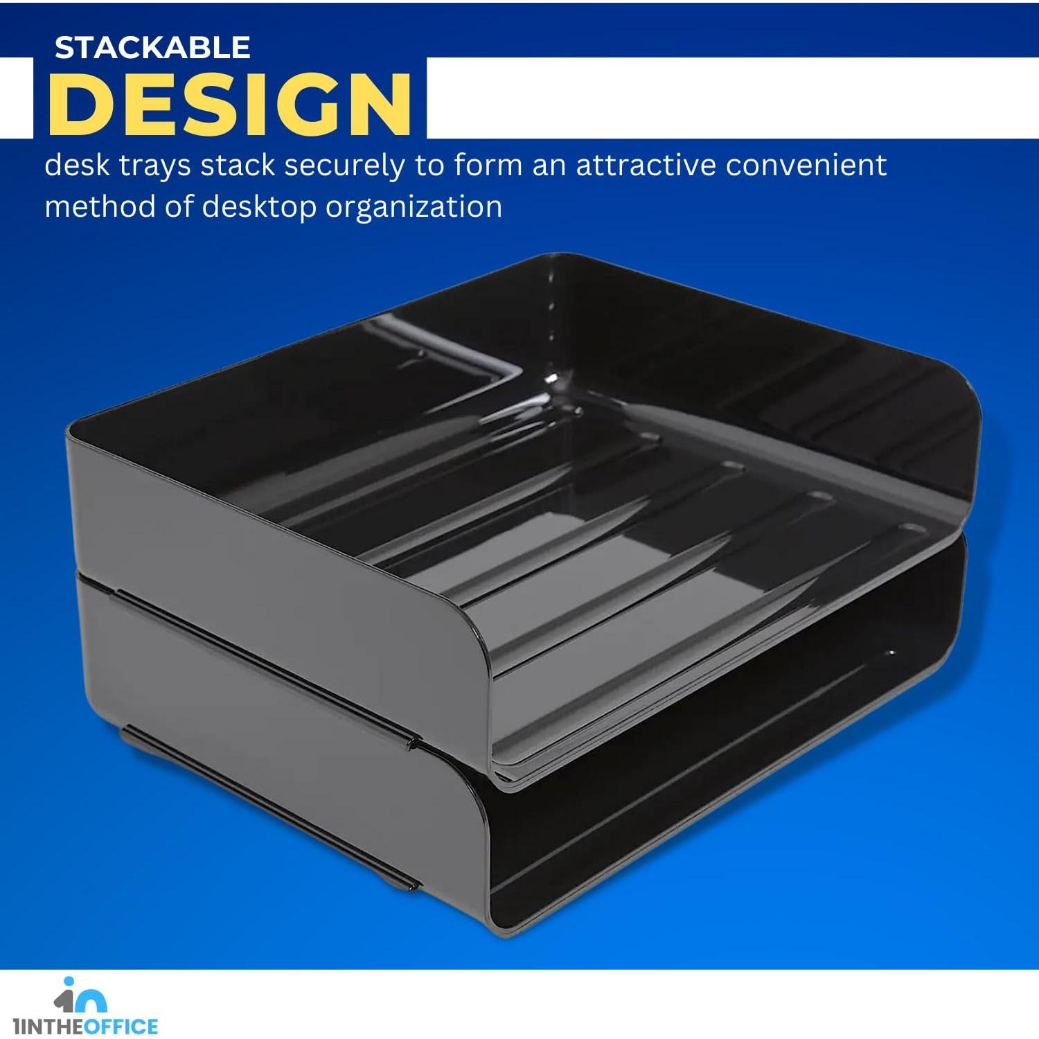 Bandeja de Papel Apilable 1EnLaOficina Carga Lateral Legal Negro 2 Pzs