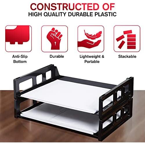 Organizador de bandejas apilables 1EnLaOficina, 4 unidades, negro