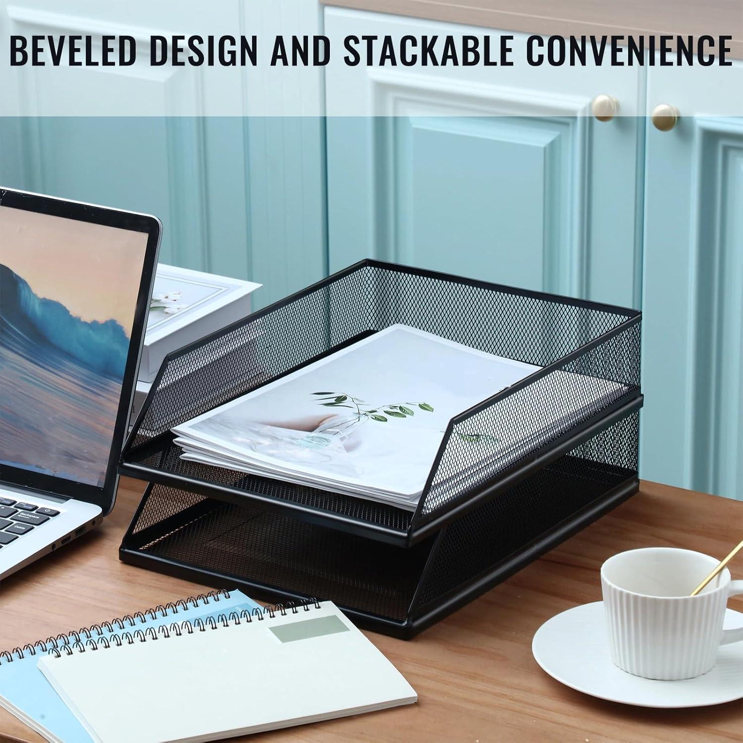 Bandeja de Metal Negra Hicarer para Cartas 4 Pcs 32.5x25 cm