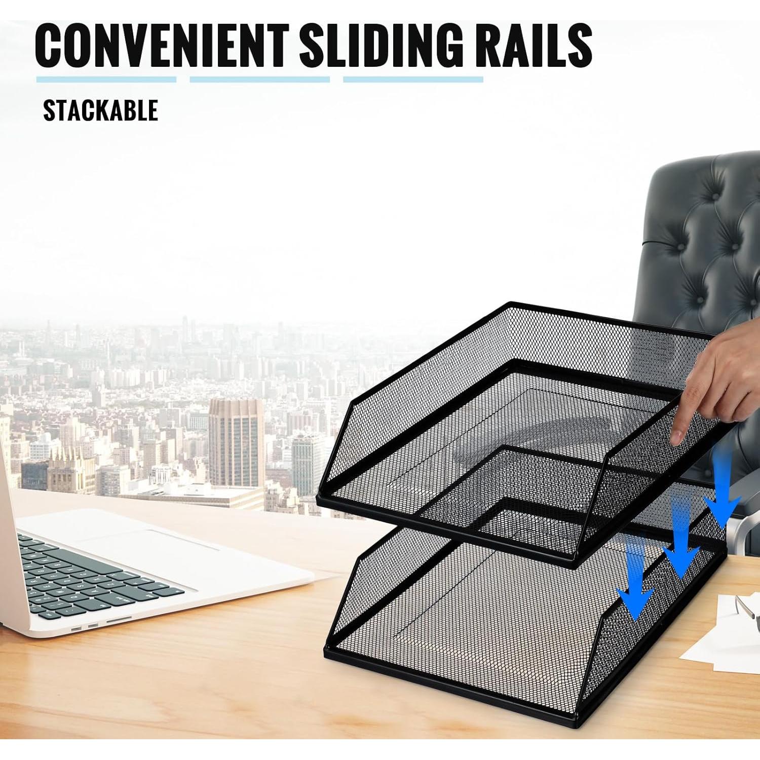 Bandeja de Metal Negra Hicarer para Cartas 4 Pcs 32.5x25 cm