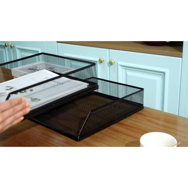 Bandeja de Metal Negra Hicarer para Cartas 4 Pcs 32.5x25 cm